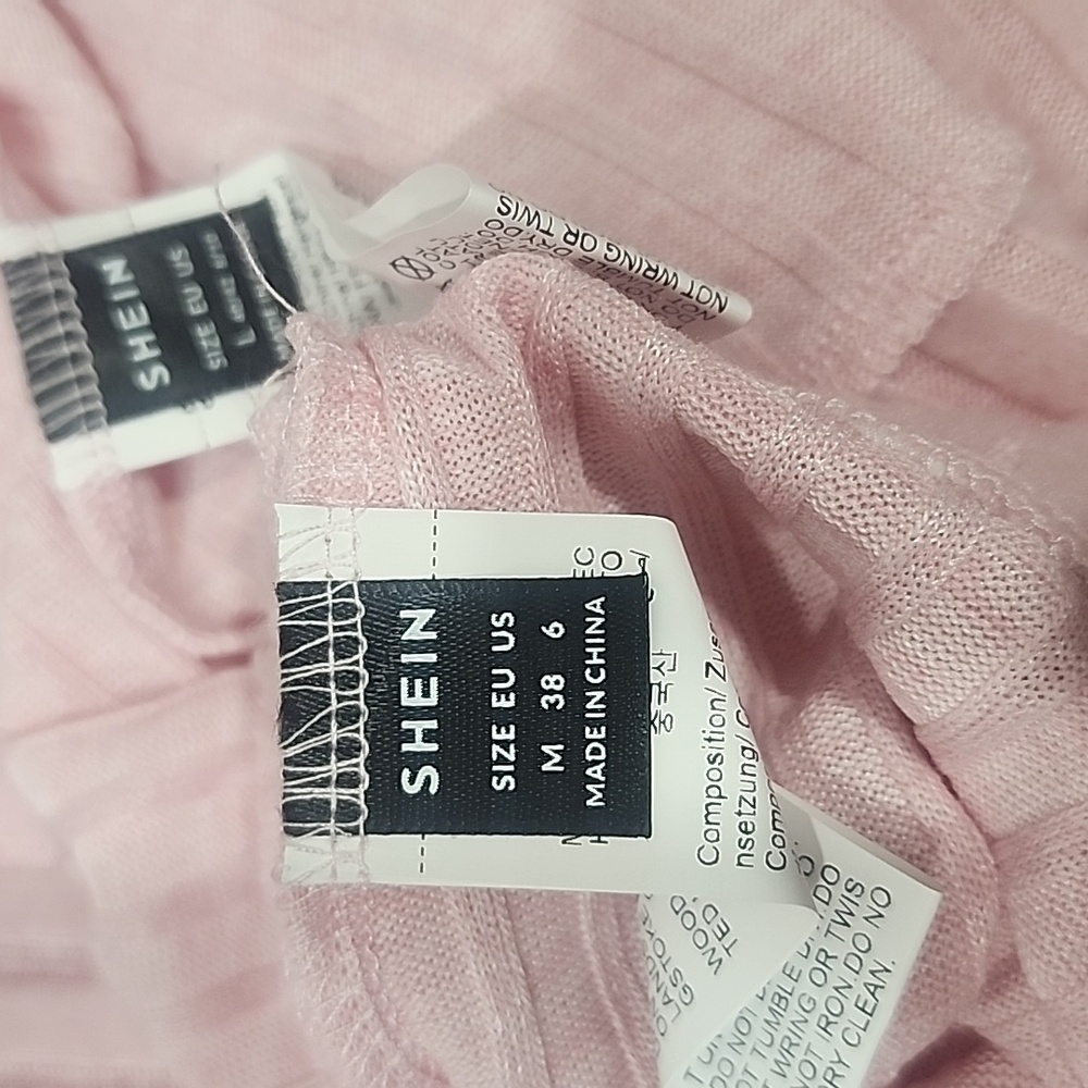 Light Pink Ribbed Cardigan And Shorts Set. M/L - Picture 10 of 10